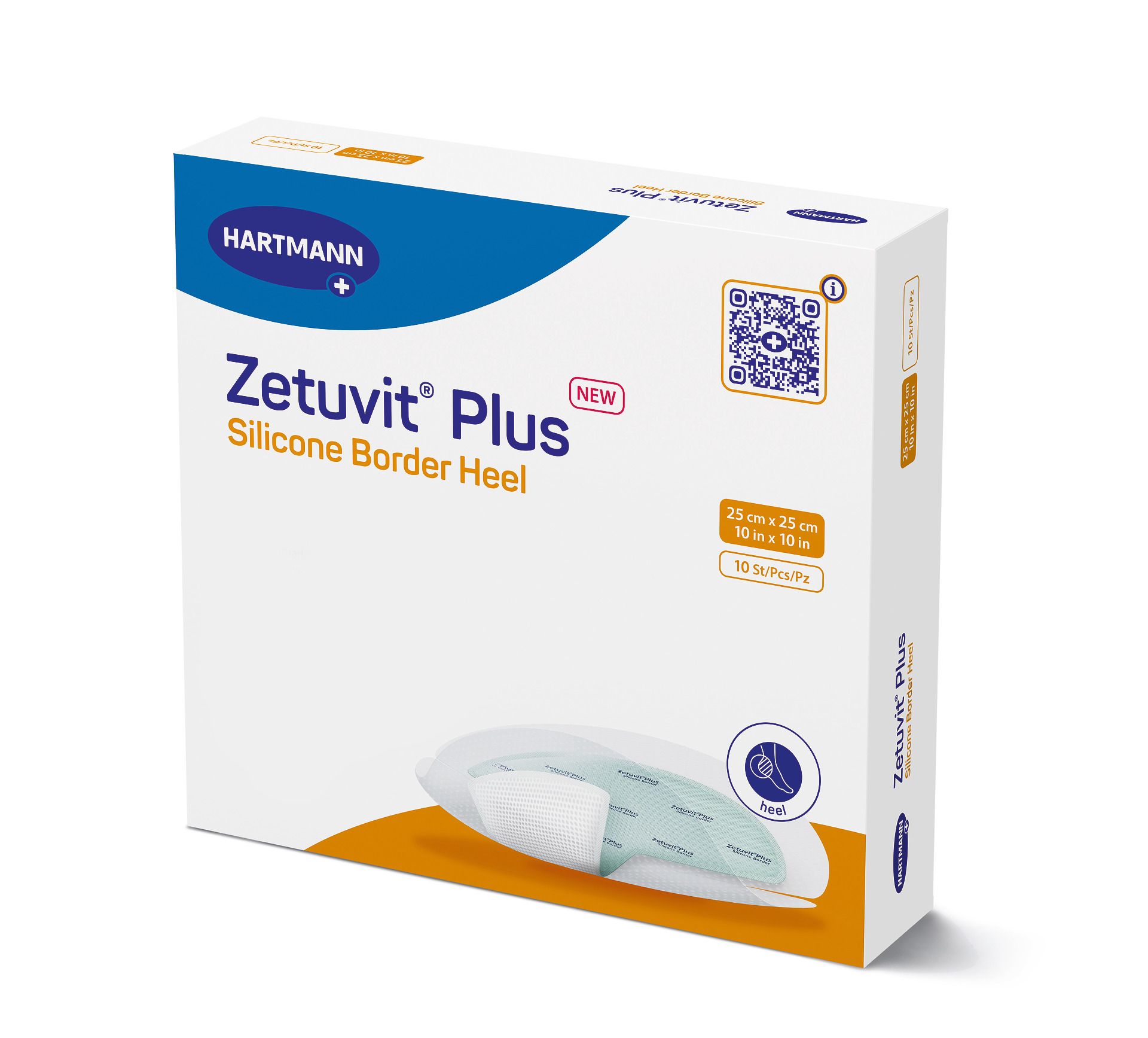 ZETUVIT Plus Silicone Border Heel 25x25 cm